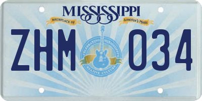 MS license plate ZHM034