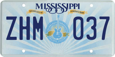 MS license plate ZHM037