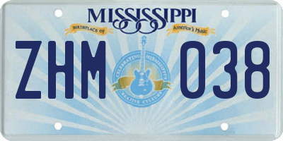 MS license plate ZHM038