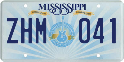 MS license plate ZHM041