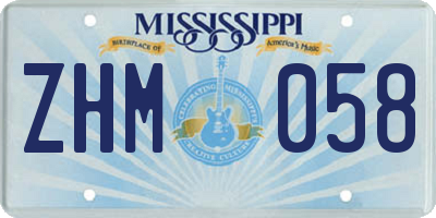 MS license plate ZHM058