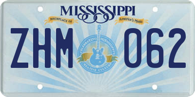 MS license plate ZHM062