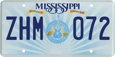 MS license plate ZHM072