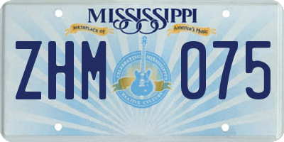 MS license plate ZHM075
