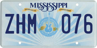 MS license plate ZHM076