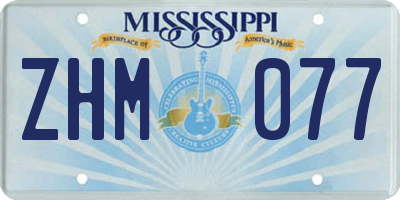 MS license plate ZHM077