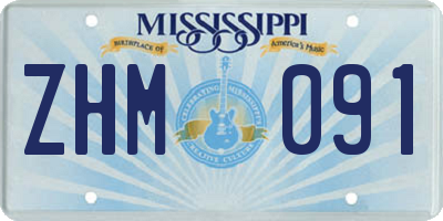 MS license plate ZHM091