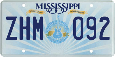 MS license plate ZHM092