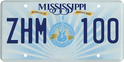 MS license plate ZHM100