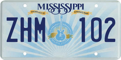 MS license plate ZHM102