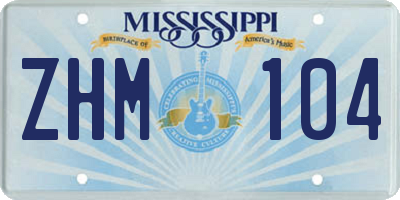 MS license plate ZHM104