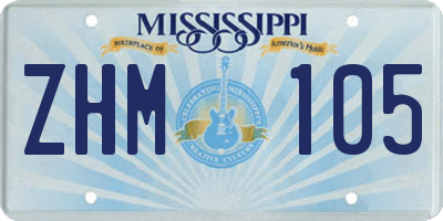 MS license plate ZHM105