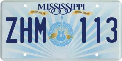 MS license plate ZHM113
