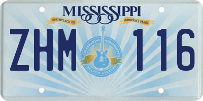 MS license plate ZHM116