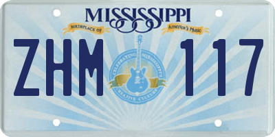 MS license plate ZHM117