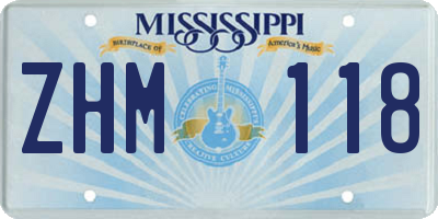 MS license plate ZHM118