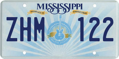 MS license plate ZHM122