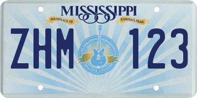 MS license plate ZHM123