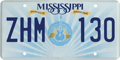 MS license plate ZHM130