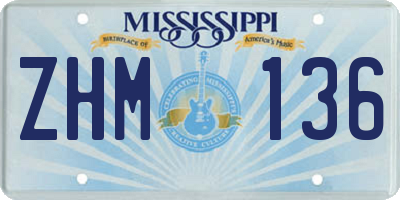 MS license plate ZHM136