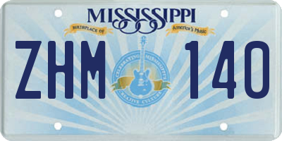 MS license plate ZHM140