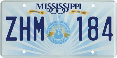 MS license plate ZHM184
