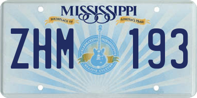 MS license plate ZHM193