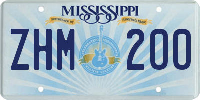MS license plate ZHM200