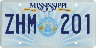 MS license plate ZHM201