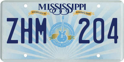 MS license plate ZHM204