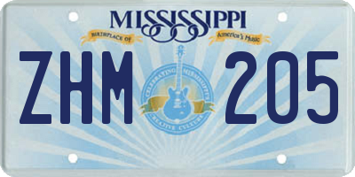 MS license plate ZHM205