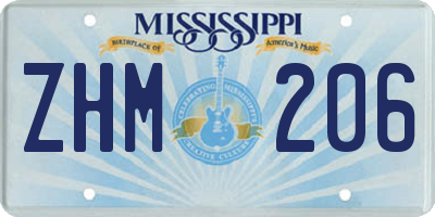 MS license plate ZHM206