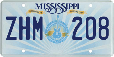 MS license plate ZHM208