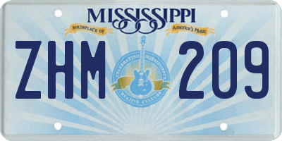 MS license plate ZHM209