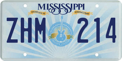 MS license plate ZHM214