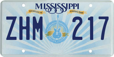 MS license plate ZHM217