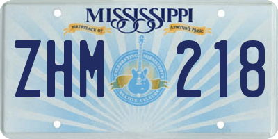 MS license plate ZHM218
