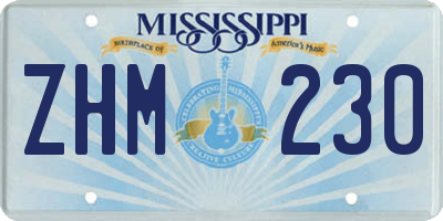 MS license plate ZHM230