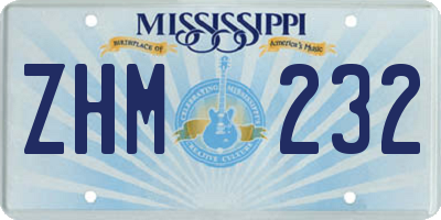 MS license plate ZHM232