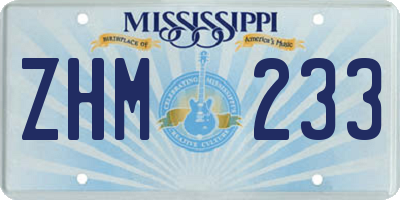 MS license plate ZHM233