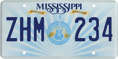 MS license plate ZHM234