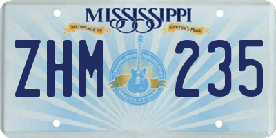 MS license plate ZHM235