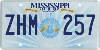 MS license plate ZHM257