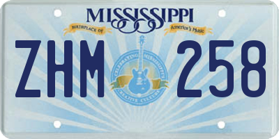 MS license plate ZHM258