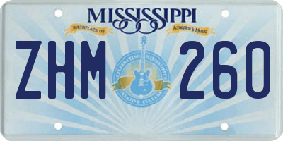 MS license plate ZHM260