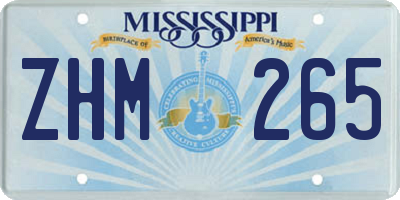 MS license plate ZHM265