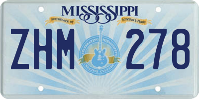 MS license plate ZHM278