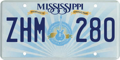 MS license plate ZHM280