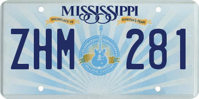 MS license plate ZHM281