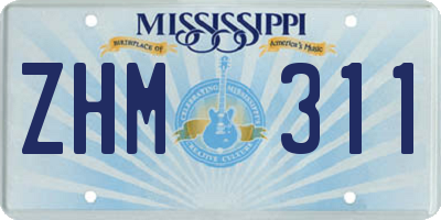 MS license plate ZHM311